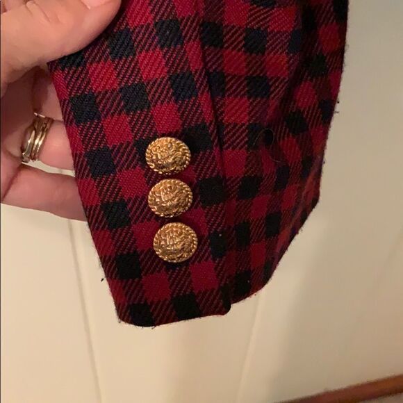 Vtg 80s Gloria Vanderbilt black & red Buffalo checked jacket - Picture 7 of 8